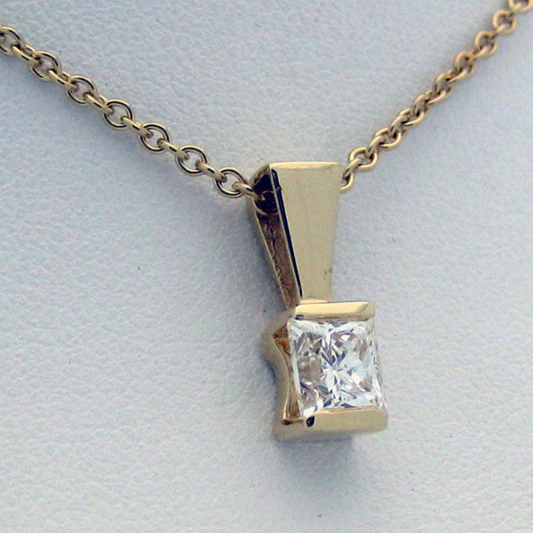 0.40ct tw Princess Diamond Dangle Drop Pendant Box Chain Necklace 14k Gold  - Jewelry & Coin Mart, Schaumburg, IL
